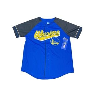 Golden State Warriors‎ Men's Button Jersey Shirt Blue Gold Size M NWT Ultra Game